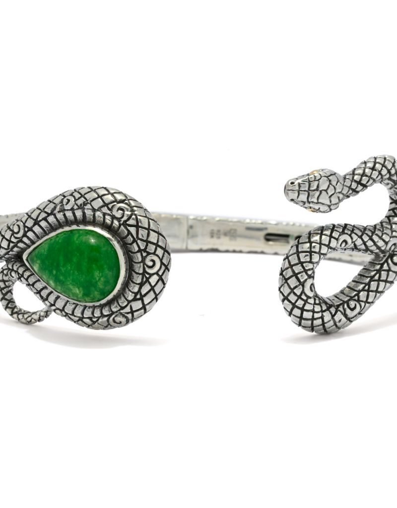 Artisan Silver by Samuel B. Choice of 14x10mm Gemstone Year of the Snake Bracelet